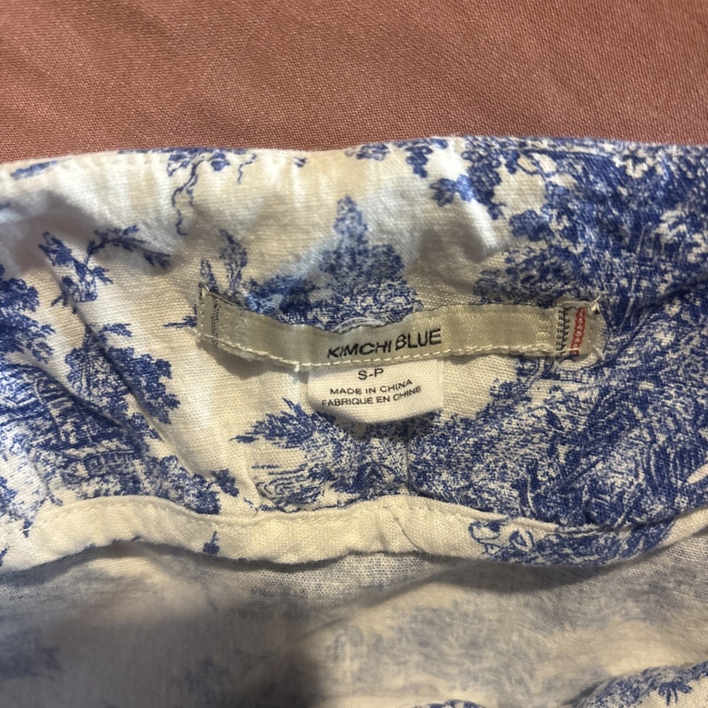 Kimchi Blue Womens Blue Toile Drawstring Mini Skirt Side Zipper Size S